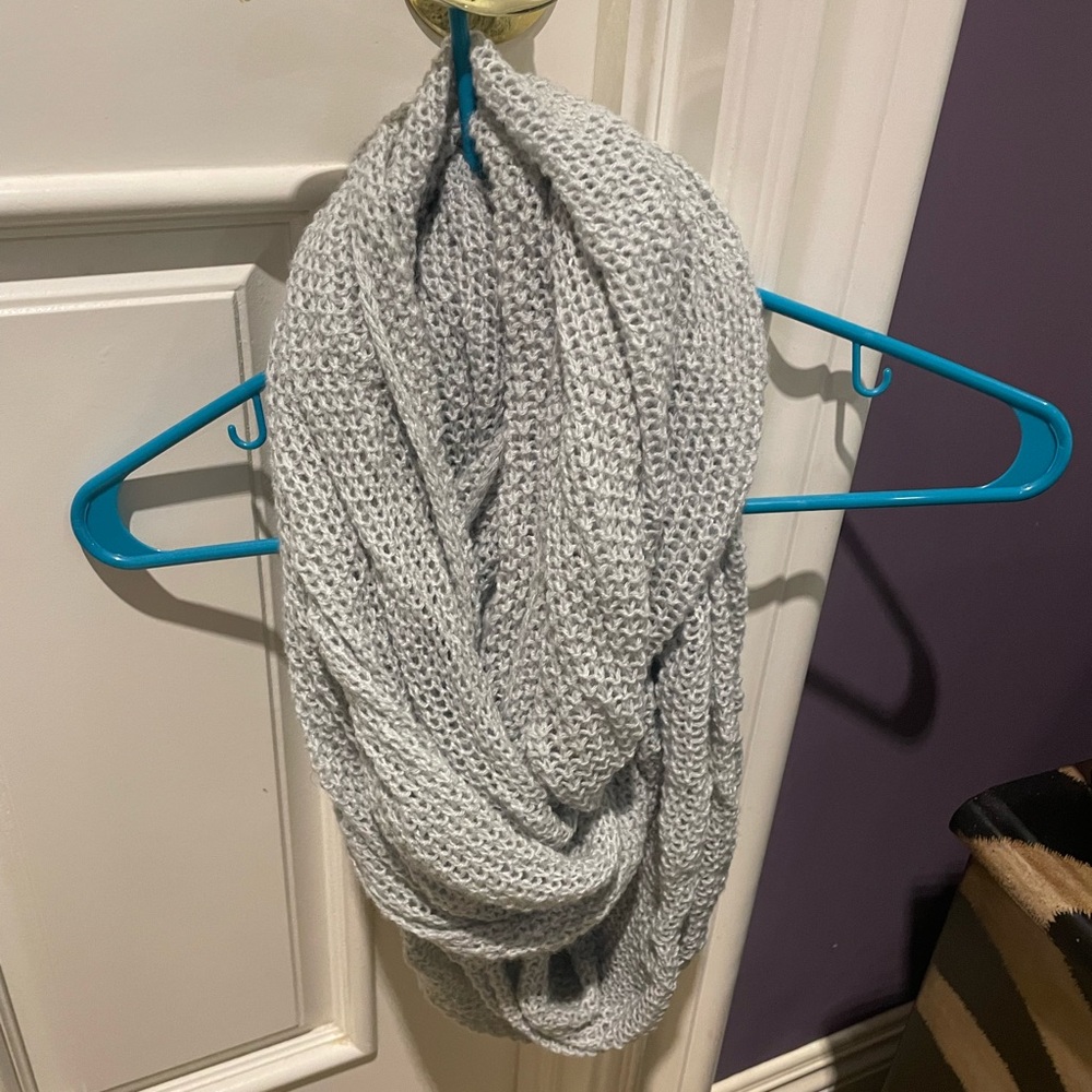 Cozy Gray Knit Infinity Scarf